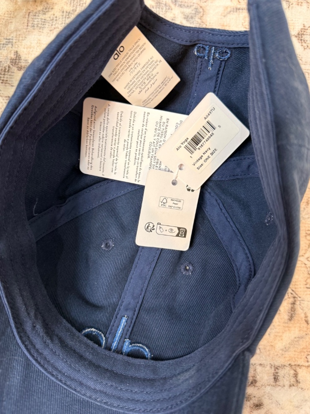 NWT Alo Yoga Washed Off-Duty Cap Vintage Navy Adjustable One Size - Picture 4 of 5